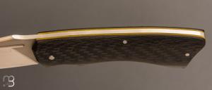   Couteau " Midnight " slipjoint custom par Olivier Ouertal - Fibre de carbone et lame en RWL34