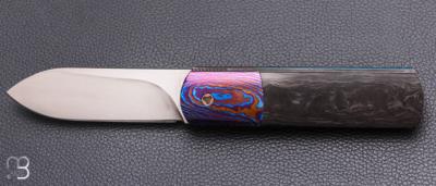   Couteau " Minimun L " custom par Alain André - Fibre de carbone et lame en RWL34