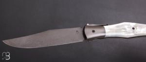 Couteau "Navaja" à palanquille de Pierre Thomas - Atelier Odae - Nacre blanche et N690
