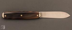 Couteau " Navette Nogentaise  " par Mathieu Herrero - Corne de buffle et  90Mcv8