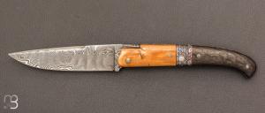    Couteau " Nayole 12 CM Bi-matière " de Jérôme Lamic - ivoire de mammouth/carbone