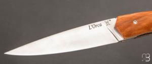   Couteau " ORCA Silver " pliant par l'Atelier Les 2 Diables - Ginkgo stabilisé et 14c28n