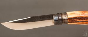 Couteau " Opinel N°09 " custom bois de cerf par Laurent Gaillard