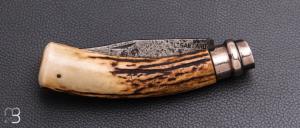 Couteau "Opinel N°08" custom bois de cerf sambar par Laurent Gaillard