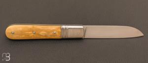 Couteau  "  gouttière " de poche par Philippe Lemonnier - Ivoire de mammouth et lame en RWL-34
