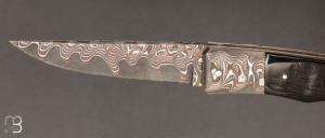   Couteau " Pièce unique " par Alain & Joris Chomilier - Damas carbone de Baker Forge et corne de buffle