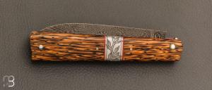    Couteau " Plume " par Vent d'Aubrac - Jérôme Lamic- Palmier et lame damas