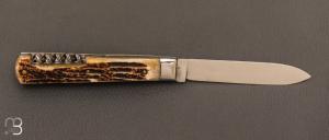  Couteau " Pradel 2 pièces " vintage - Os cerfé et lame acier XC75