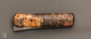    Couteau " Sanjo " custom par Guy Poggetti - Loupe de marronnier et Elmax