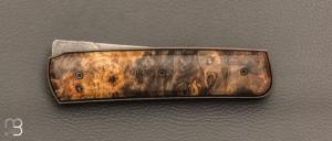    Couteau " Sanjo " custom par Guy Poggetti - Loupe de marronnier et Elmax