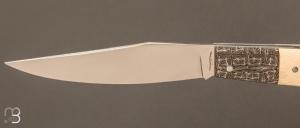 Couteau " Sarde  " custom par Erwan Pincemin - Ivoire de mammouth et lame en N690Co
