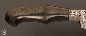 Couteau " Semi-intégral " fixe par Jan Hafinec - Fibre de carbone et damas