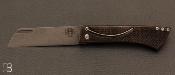 Couteau de poche custom " Sépia Classique" en micarta chiffon par Torpen Knives - Jérôme Hovaere