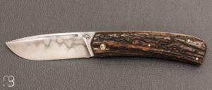  Couteau " Slipjoint " custom par Guy Poggetti - Bois de cerf et lame en C130