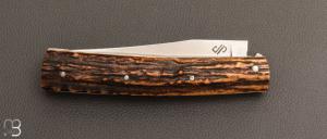   Couteau " Slipjoint " de Jacky Pasquier - Bois de cerf Sambar et lame en RWL34