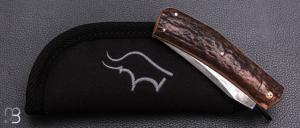      Couteau " Slipjoint " custom par Guy Poggetti - Bois de cerf et lame en C130
