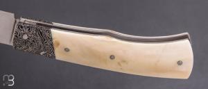   Couteau " Talar " pliant de Anthony Brochier - Ivoire de phacochère / damas et RWL34