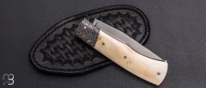   Couteau " Talar " pliant de Anthony Brochier - Ivoire de phacochère / damas et RWL34