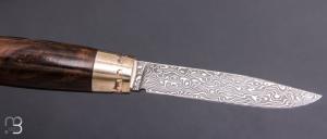 Couteau Tonneau par Jean Michel REMAUD - Noyer et lame damas