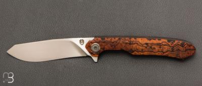   Couteau " UKKO " front flipper par Bouvier Knives - Bertrand Maxime - Bois de fer et lame en RWL34