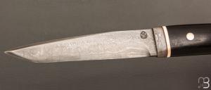  Couteau fixe de collection de Jean Paul Sire - Ebène du Gabon et lame damas