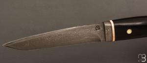  Couteau fixe de collection de Jean Paul Sire - Ebène du Gabon et lame damas