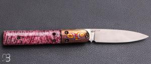    Couteau " custom " pliant de poche par Gary Headrick - Corail et Timascus