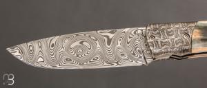   Couteau " custom "  par Joël Grandjean - Ivoire de mammouth et lame damas