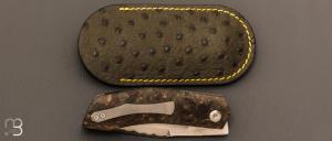 Couteau  "  Liner-Lock  " Old military micarta et Sandinox par Richard Soler