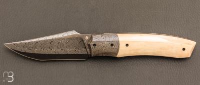  Couteau " custom " de Berthelemy Gabriel - La Forge Agab - Ivoire de mammouth et lame damas