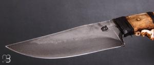  Couteau droit forgé par Pierre Henri Monnet - Mâchoire de coyote et 90McV8