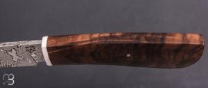 Couteau droit par Nicolas Mestrallet - Atelier du couteau de Vaunaveys - Damas mosaique et noyer