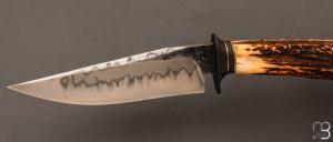   Couteau droit custom par Grégory Picard -  bois de cerf sambar et acier 130
