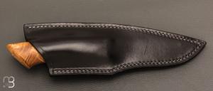    Couteau fixe loupe de robinier et Lame forgée acier damas par Jean Paul Sire