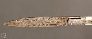   Couteau " Issoire " de Jean Pierre Veysseyre - Ivoire de mammouth et lame damas