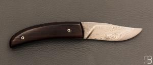   Couteau " liner lock " custom par Philippe Sœuvre - Bois de fer et damas