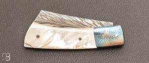   Couteau " lock back " par Eric Depeyre - Damas plume et nacre
