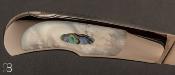  Couteau de collection pliant à cran d’arrêt à pompe Inter-frame nacre et abalone par Steve Hoel