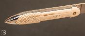 Couteau " Plume " ivoire de mammouth et RWL34 par Glenn Guillou