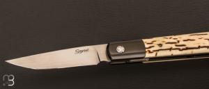   Couteau " liner lock " custom de Stéphane Sagric - Ivoire de Mammouth et Zirconium
