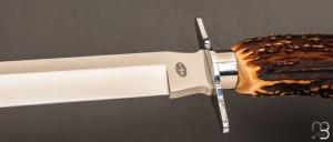    Dague de chasse 30 cm en bois de cerf par Jacques Mongin