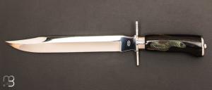 Hunting dagger in black horn by Jacques Mongin