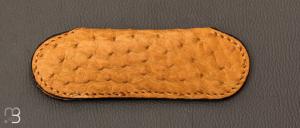 Etui cuir d'autruche naturel pour couteau de poche