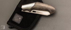    Couteau " Liner lock " custom par Romain Lopez - Fibre de carbone et lame en RWL34