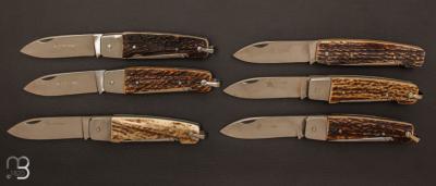Lot de 6 Couteaux Manufrance véritable en bois de cerf 2 pièces