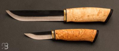 Trousse de chasse Puukko / Leuku carbone en bouleau de Harri Merimaa / HM23