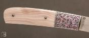 Couteau de poche Titanium Bolstered en nacre rose par Franck Centofante