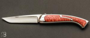Couteau à secret collection Versailles sommelier corail et damas par Jean Paul Tisseyre