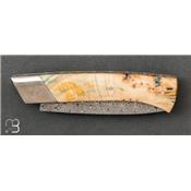 Rhôdanien knife stabilized beech with damascus blade n°6