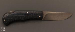  Couteau  "  Read " lock-back custom par Nicolas Weber - Micarta jute Night et lame en N690Co